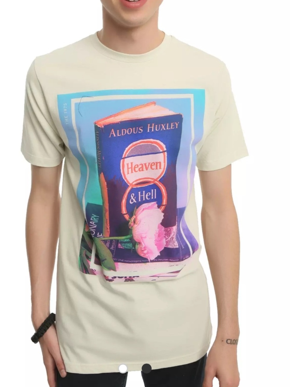 Aldous Huxley 'Heaven & Hell' Graphic Tee - Cream with Blue/Purple Print